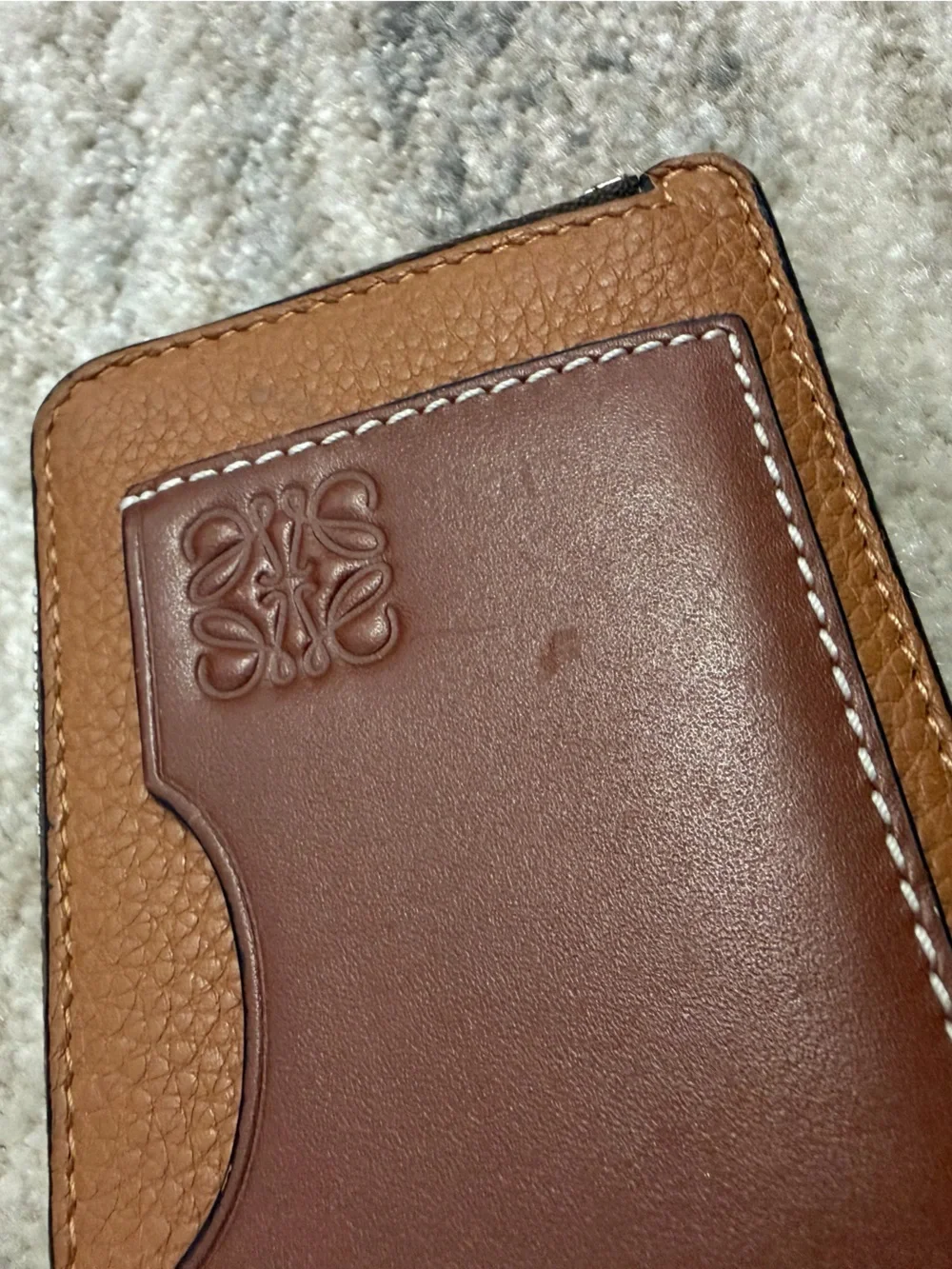 Loewe Burgundy Leather Zip Coin Pouch